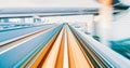 POV train motion blurred concept from the Yuikamome monorail in Tokyo, Japan Royalty Free Stock Photo