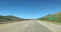 Driving along Interstate 80 near Evanston, Wyoming