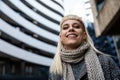 POV Young hippie smiling woman not knowing is it photographing or recording her with camera. Funny moment girlfriend and creative Royalty Free Stock Photo