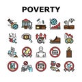 Poverty Destitution Collection Icons Set Vector Royalty Free Stock Photo