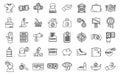 Poverty icons set outline vector. Charity donate help