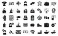 Poverty icons set simple vector. Charity donate help