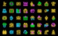 Poverty icons set vector neon