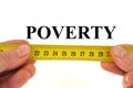 Poverty measurement concept close-up on white background