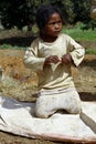 Poverty, portrait of a poor little African girl