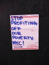 Poverty, Stop Profiting Off Our Poverty, NYC, NY, USA
