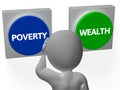 Poverty Wealth Buttons Show Indebtedness Or Opulence Royalty Free Stock Photo