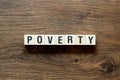 Poverty - word concept on cubes Royalty Free Stock Photo