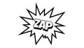 Pow comic bubble. Sound dialogue speech bubbles with word - Zap. Pop art expression in black and white color Royalty Free Stock Photo