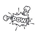 Pow comic words in speech bubble isolated icon Royalty Free Stock Photo