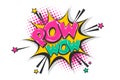 Pow pop art comic book text speech bubble