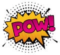 Pow splash bubble in color comic style with halftone shadow Royalty Free Stock Photo