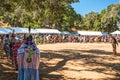 Pow Wow. Grand Entry. Native Americans in Full Regalia Moving in Circle Royalty Free Stock Photo