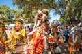 Pow Wow in Santa Barbara County, Grand Entry. Portrait of Native Americans in Full Regalia Royalty Free Stock Photo