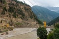 Powari Bridge over Satluj river in Kalpa Tehsil in Kinnaur District of Himachal Pradesh State, India