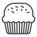Powder cake line icon. Muffin for Saint Patrick day celebration outline style pictogram on white background. Mini