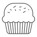 Powder cake thin line icon. Muffin for Saint Patrick day celebration outline style pictogram on white background. Mini