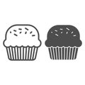 Powder cupcake line and solid icon. Muffin for St Patrick Day celebration outline style pictogram on white background