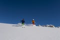 Powder downhill in the mountains