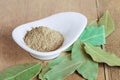 Powder of dried bay leaf of the bay tree, Royalty Free Stock Photo