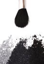 Powder eyeshadow makeup and brush Royalty Free Stock Photo