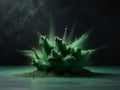 abstract powder splatted background,Freeze motion of green powder explodingthrowing green dust Royalty Free Stock Photo