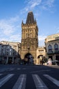 The Powder Gate Tower, Royal Route start, Old Town, UNESCO World Heritage Site, Prague, Czech Republic, sunrise