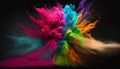 powder holi pain colors explosion with different colors image generative AI