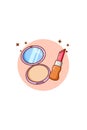 Powder and lipstick icon cartoon illustration