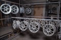 Powder painting of auto wheels Royalty Free Stock Photo