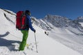 Powder skiing with airbag Royalty Free Stock Photo