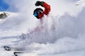 Powder Skiing New Zealand with snow spray Royalty Free Stock Photo