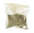 Powder of stevia rebaudiana in plastic bag cutout Royalty Free Stock Photo