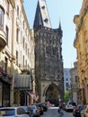 Powder Tower in the end of a street to Prague in Czech Republic.