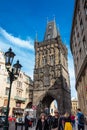 The Powder Tower or Powder Gate a gothic tower ithat used to be one of the original city gates and separates the old town from the Royalty Free Stock Photo