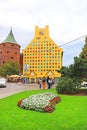 Powder tower and Jacob Barracks building showing coats of arms for Latvian parishes, Tornu Street, old town, Riga Royalty Free Stock Photo