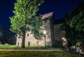 Powder Tower in Lviv, The Powder Tower of Lvov on a summer night illuminated by lanterns. Ancient tower at night illuminated by