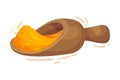Powdered Dried Turmeric Root Poured in Kitchen Scoop Vector Illustration