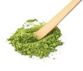 Powdered matcha tea and bamboo chashaku Royalty Free Stock Photo