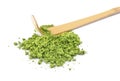 Powdered matcha tea and bamboo chashaku Royalty Free Stock Photo