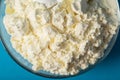 Powdered milk formula for baby food, macro, background. Healthy microbiota Royalty Free Stock Photo