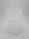 Powdered milk layer stack plastic dispenser