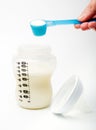 Powdered milk with spoon Royalty Free Stock Photo