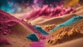 Powdered Oasis: Vibrant Dunes of Colorful Energy. Generative AI Royalty Free Stock Photo