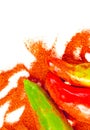 Powdered spices and peppers on a white background Royalty Free Stock Photo