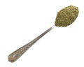 Powdered stevia herb in silver teaspoon cutout Royalty Free Stock Photo