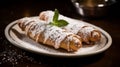 Powdered Sugar Delight: Exquisite Cannoli With A Streetwise Twist Royalty Free Stock Photo