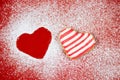 Powdered sugar heart shaped cookies Royalty Free Stock Photo