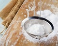 Powdered sugar in a metal sieve Royalty Free Stock Photo