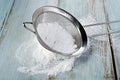 Powdered sugar in a metal sieve Royalty Free Stock Photo